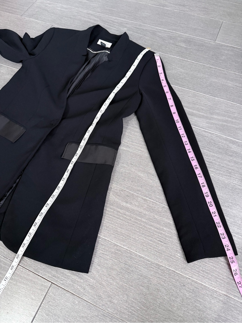 Anthropologie Essential Boyfriend Blazer Black Tuxedo Satin Trim Jacket Size 0 - Picture 16 of 16
